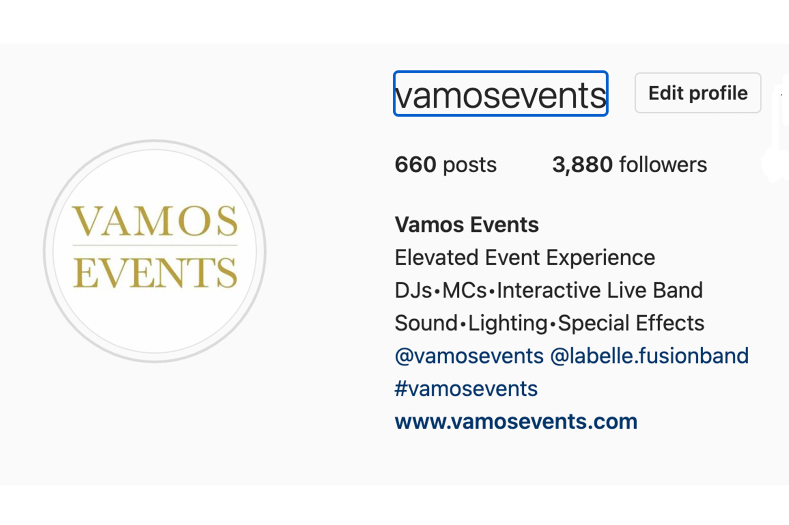 Vamos Events Instagram